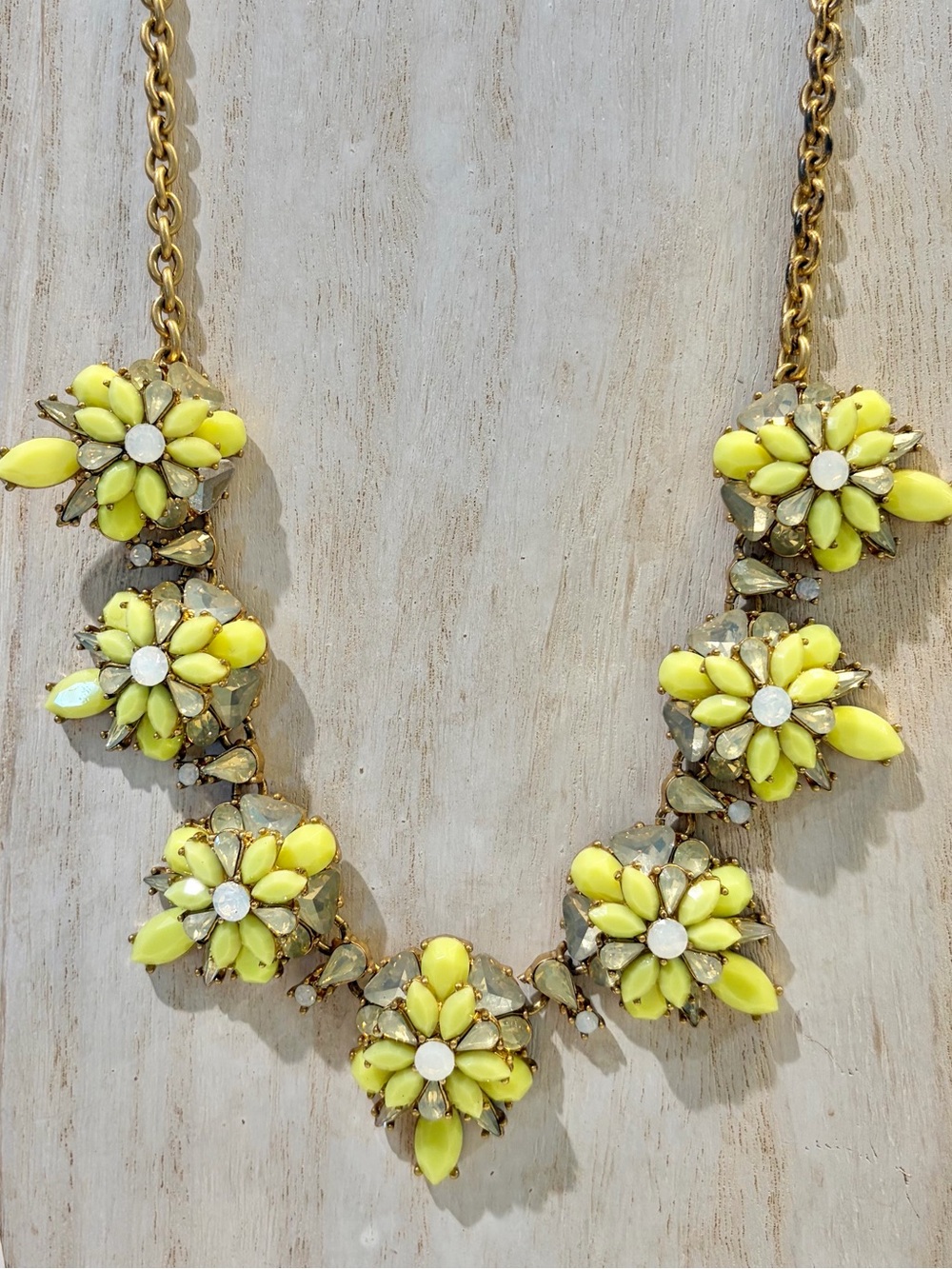Vintage J.Crew Chartreuse Lime Green Floral Statement Necklace
